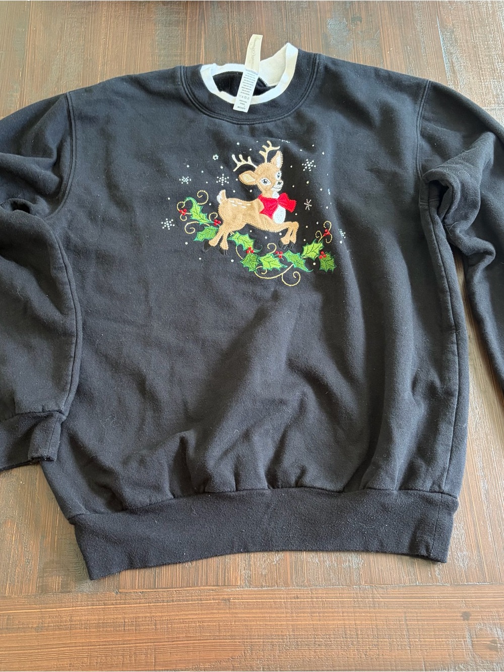 Black Holiday Reindeer Crewneck Sweater